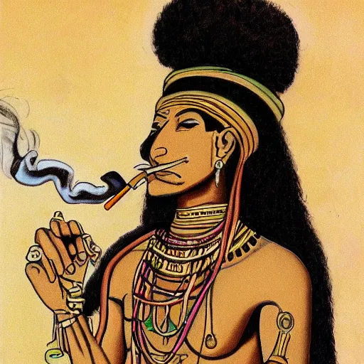 Image similar to ehgyptian mau smoking weed