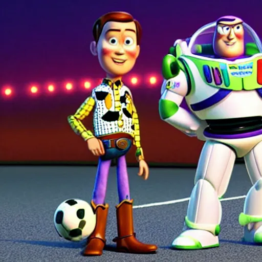 Image similar to movie still of harry kane as woody and son heung - min as buzz lightyear in the movie toy story,