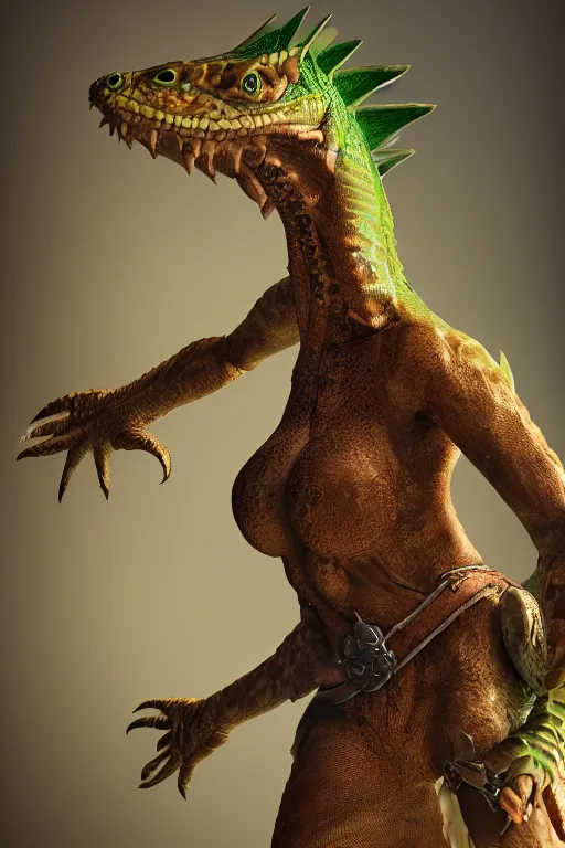 Image similar to a female DND Lizardfolk, high resolution film still, 8k, HDR colors, cosplay, studio lighting