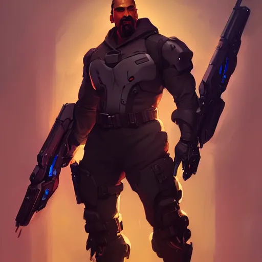 Image similar to Gabriel Reyes Reaper by Stanley Artgerm Lau, greg rutkowski, thomas kindkade, alphonse mucha, loish, Norman Rockwell, Overwatch, concept art, game art, digital painting, digital art, portrait