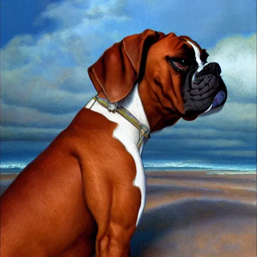 Image similar to a Boxer dog, by Mark Brooks, Donato Giancola, Victor Nizovtsev, Scarlett Hooft Graafland, Chris Moore