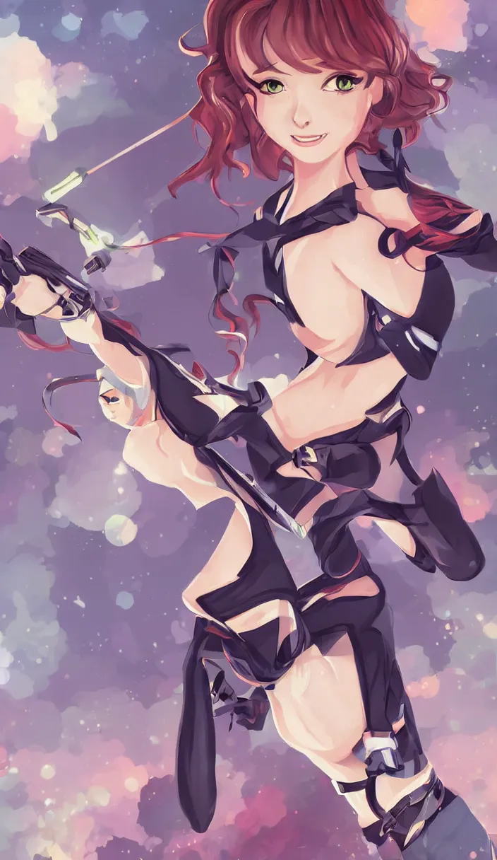 Image similar to a digital art illustration of Anya Forger, from Spy X Family, art by Rossdraws