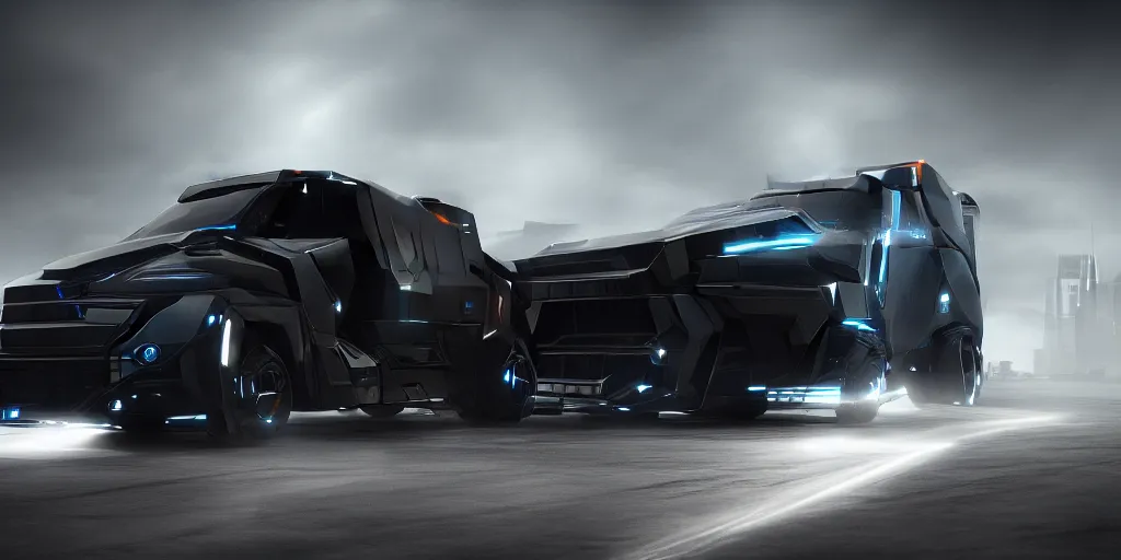 Prompt: a design of a futuristic cybertruck, designed by Polestar, blade runner background, stained antique copper car paint, black windows, sport car, dark show room, dramatic lighting, hyper realistic render, depth of field