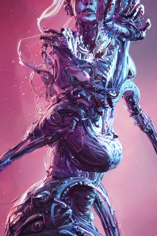 Image similar to comic art,Sprial, a beautiful female six-armed Mutant and Cyborg Sorcerer with white hair long legs dancing in the air,full character design,8k,art by Stanley Artgermm,Travis Charest,Carne Griffiths,trending on Artstation,face enhance,hyper detailed,full of colour,cinematic,dynamic lighting