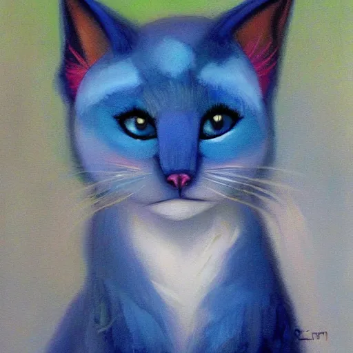 Prompt: blue cat Zaria Forman