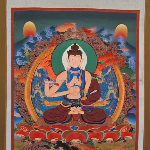 Image similar to a beautiful thangka of wukong