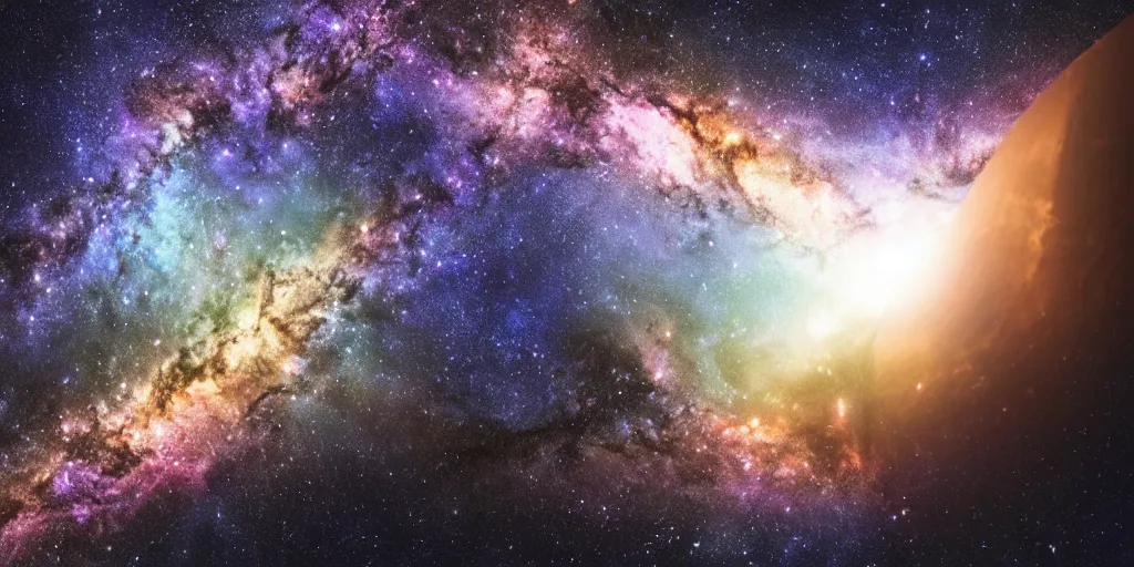 Prompt: earth and space galaxy milky way backdrop 3 d illustration