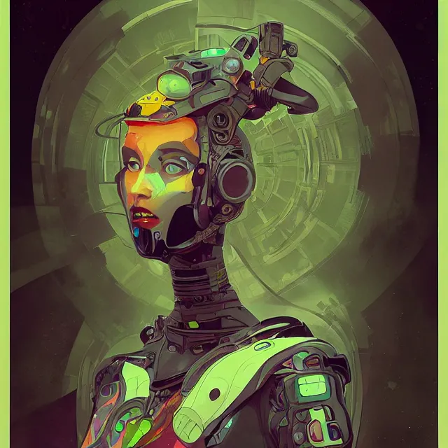 Image similar to a beautiful portrait painting of a ( ( cyberpunk ) ) girl by simon stalenhag and pascal blanche! and alphonse mucha! and nekro!!. in style of digital art. colorful comic, film noirs!, symmetry, hyper detailed. octane render. trending on artstation