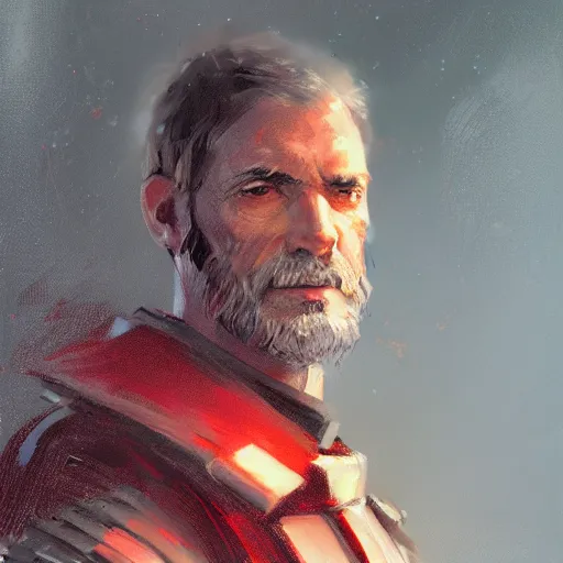 Image similar to portrait of a man by greg rutkowski, royalti jedi knigh, short black hair, star wars expanded universe, he is about 5 0 years old, elegant, prideful, wearing red jedi armor, highly detailed portrait, digital painting, artstation, concept art, smooth, sharp foccus ilustration, artstation hq