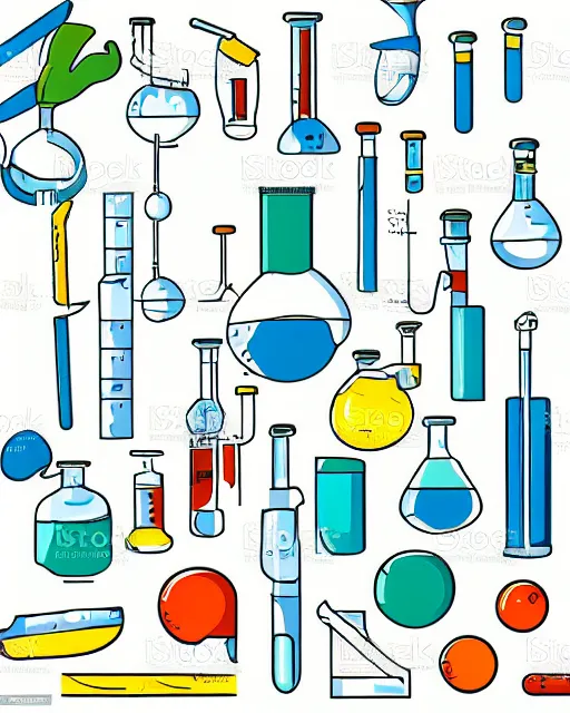 Image similar to science lab. clean cel shaded vector art. minimalist illustration art