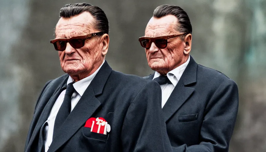 Prompt: 2010s movie still of Josip Broz Tito, Leica SL2 50mm, high quality, higly detailed