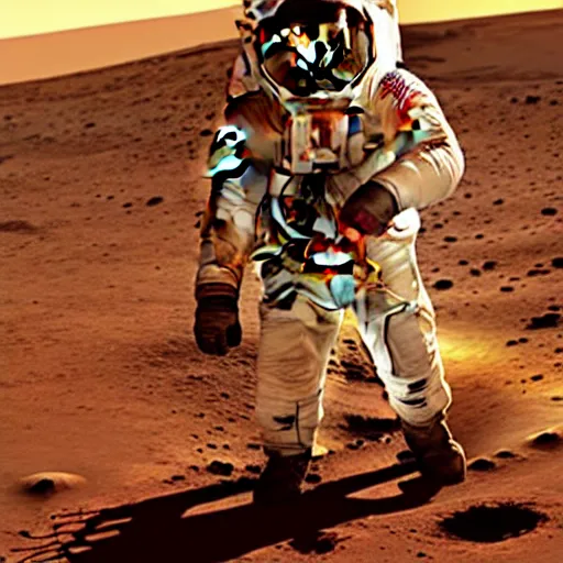 Prompt: first man to step foot on mars