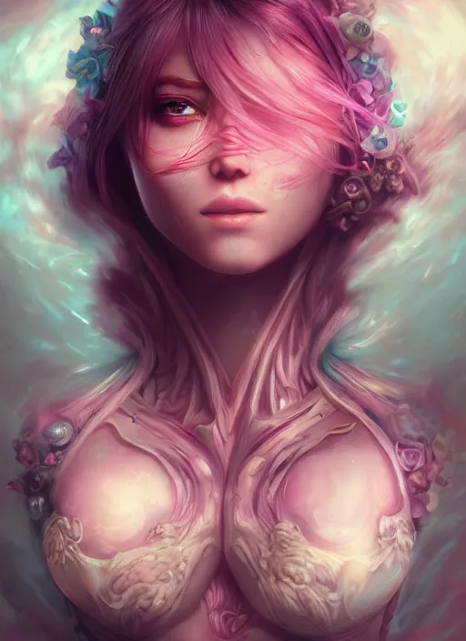 Image similar to dreamscape, female, sensual, ross tran, vivid colors, anatomical, highly detailed sculpture, intricate detailed, ommatidia, 8 k, cinematic atmosphere, post - processing