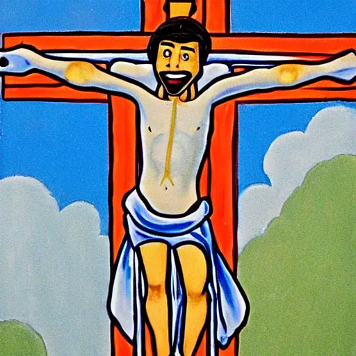 Image similar to goofy crucifixion