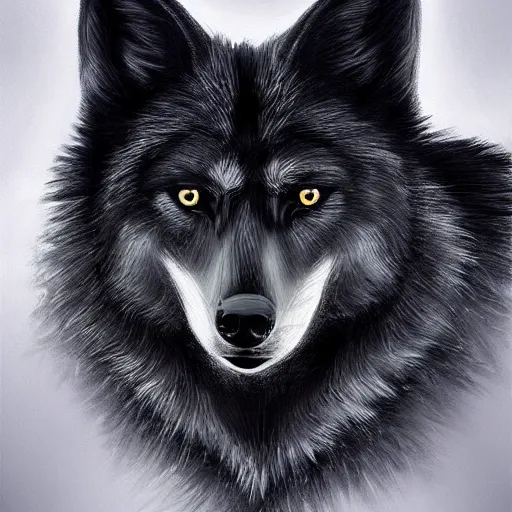 Image similar to black wolf portrait, digital painting, artstation, award winning