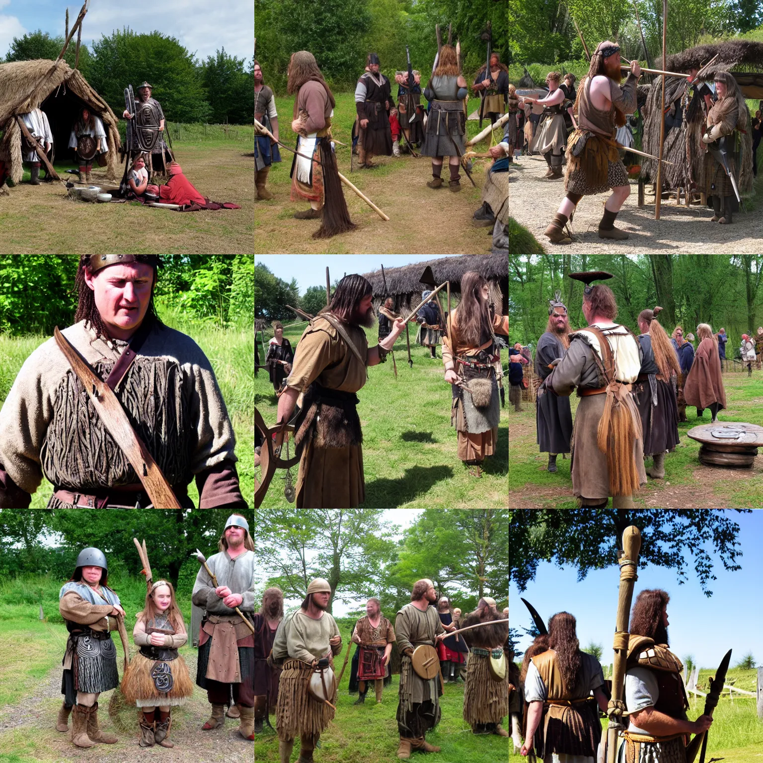 Prompt: reenactment ironage celtic village