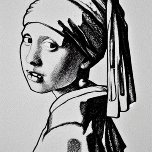 Image similar to “a pencil drawing of an ear with a pearl earring, melancholic”