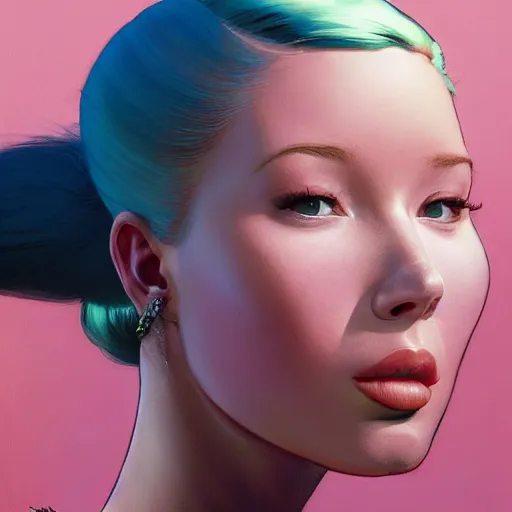 Image similar to 4k headshot of thicc Iggy azalea from Macfarlane comics, killing with green fire by Craig Mullins, ilya kuvshinov, krenz cushart, epic , artgerm trending on artstation by Edward Hopper and Dan Mumford and WLOP and Rutkovsky, beksinski carl spitzweg moebius and tuomas kocar, intricate artwork by caravaggio, Unreal Engine 5, Lumen, Nanite , 4K headshot of godlike clown with defined arms and open hands and bloody clothes with giant mandala wings , intricate face , flawless anime cel animation by Kentaro Miura, psychedelic , highly detailed upper body , professionally post-processed , beautiful, scary, symmetry accurate features, epic, octane rendered, anime masterpiece, accurate