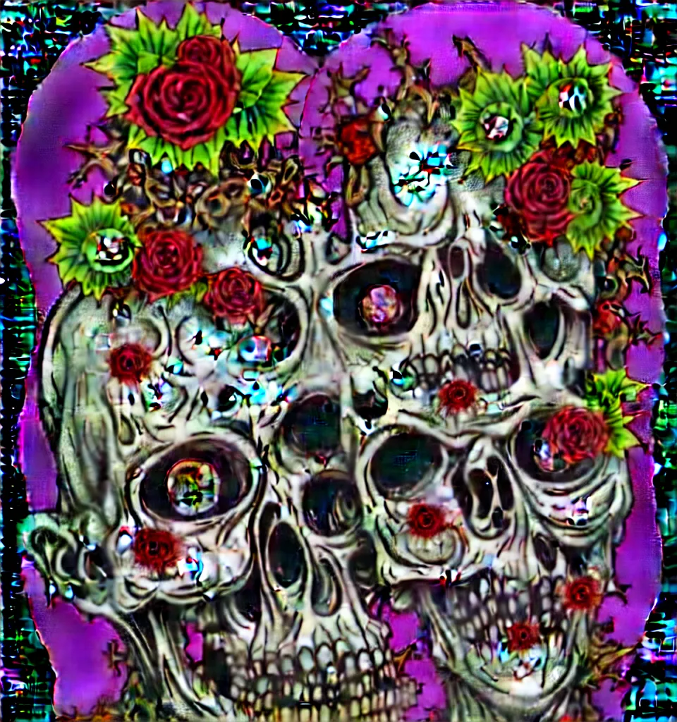 Image similar to zombie, punk rock, young male, grotesque, grotto, multicolored faces, fruit and flowers, gemstones for eyes, botanical, vanitas, sculptural, cartoon style, baroque, rococo, intricate detail, spiral, ornamental, kaleidoscopic, soft, atmospheric