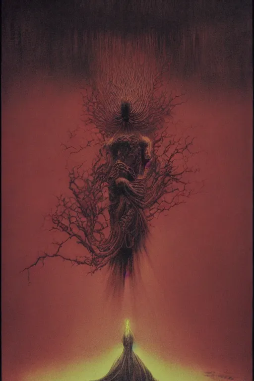 Image similar to 中 元 节, 中 国 鬼 节, king of hell, inside page of comic book, psychedelic lights and fog, in the style of zdzislaw beksinski, ayami kojima, takato yamamoto, barclay shaw, karol bak, glowing light and shadow, hyperrealist, 8 k