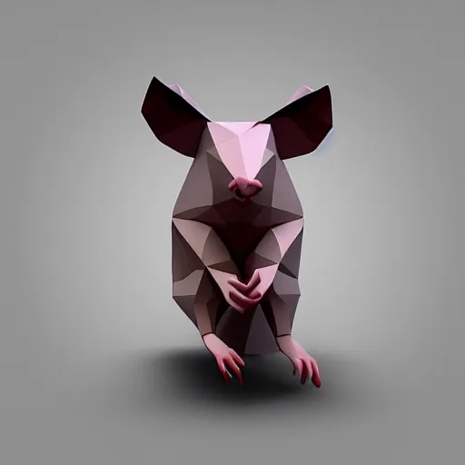 Prompt: low poly spinning rat