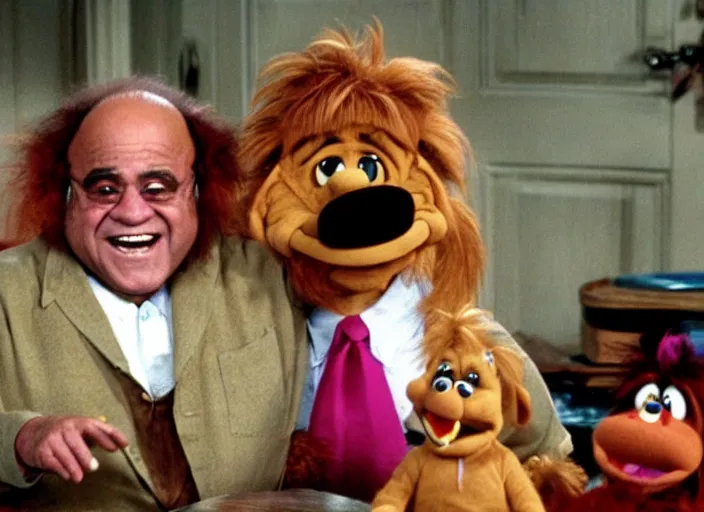 Image similar to broadcast still of danny devito as alf from alf tv show