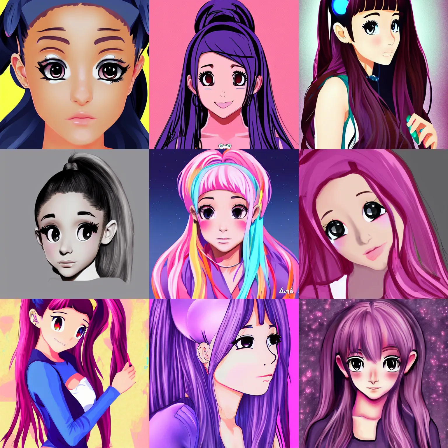 Prompt: Ariana Grande as anime girl, digital art