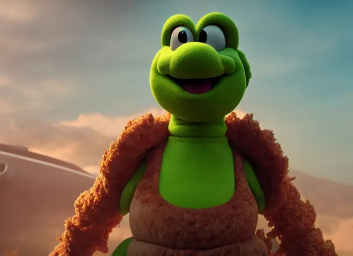 Image similar to film still of yoshi in the new sci - fi movie, 8 k