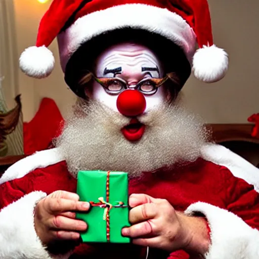 Image similar to santa as a clown