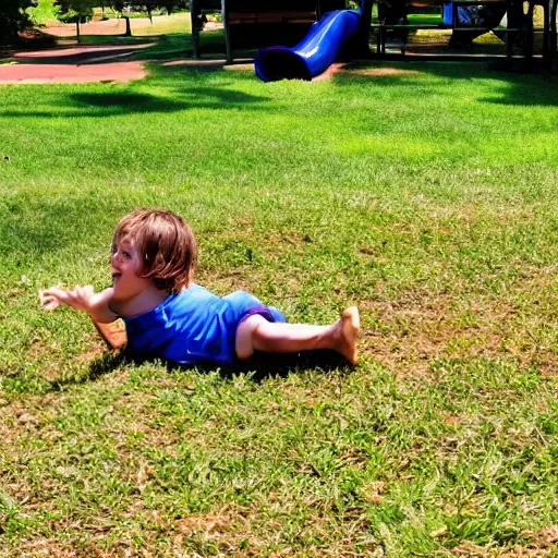 Image similar to kid sliding down chocolate pudding head first, slip n slide, photo taken at the park