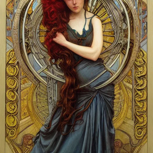 Prompt: an art nouveau painting in the style of donato giancola, and in the style of tom bagshaw, and in the style of charles dulac. symmetry, smooth, sharp focus, semi - realism, intricate detail.