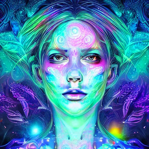 Prompt: beautiful detailed artistic portrait of a person travelling between different astral planes, digital art by lurid ( 2 0 2 2 ). featured on deviantart.