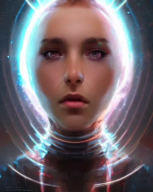 Image similar to beautiful girl in a wormhole character concept style, by Mateusz Urbanowicz, beautiful girl, 8k character concept art, by WLOP, cinematic lighting, trending on artstation, symmetrical portrait symmetrical, highly detailed CGsociety, hyper