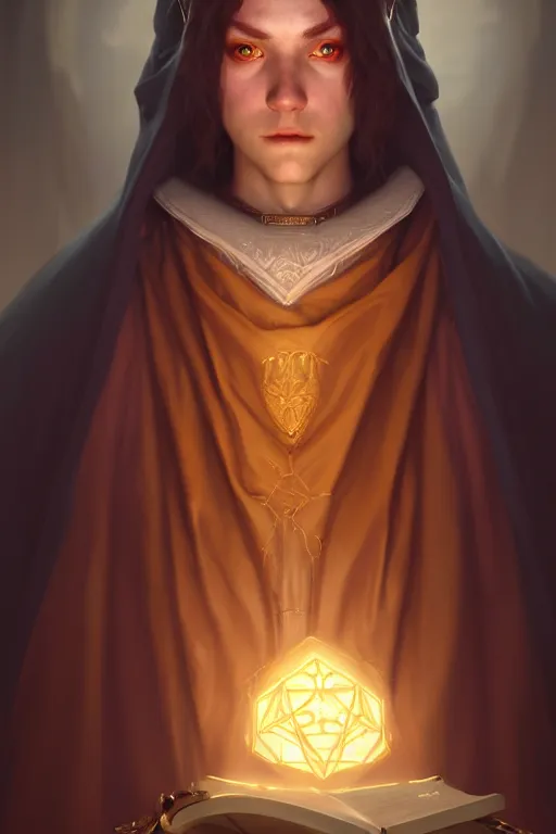 Prompt: a portrait of an arcane sorcerer, illustration, soft lighting, soft details, painting oil on canvas by Edmund Blair Leighton and Charlie Bowater octane render trending on artstation d&d characters, 4k, 8k, HD