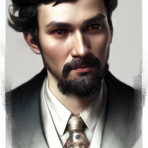 Prompt: Vintage portrait of a gentleman, highly detailed, digital painting, art by Stanley Lau and Artgerm and magali villeneuve and Alphonse Mucha, artstation, octane render, cgsociety