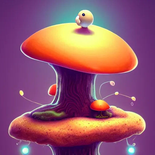 Image similar to sentient mushroom pokemon:: by beeple and James Gilleard and Justin Gerard :: ornate, dynamic, particulate, intricate, elegant, highly detailed, centered, artstation, smooth, sharp focus, photoreal octane render, 3d