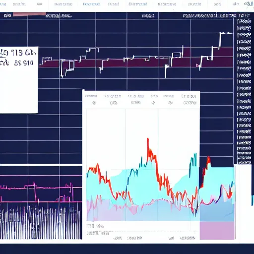 Image similar to investor looking at a screen with a declining stock chart scared, detailed