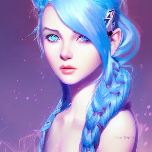 Image similar to teen girl, blue hair, gorgeous, amazing, elegant, intricate, highly detailed, digital painting, artstation, concept art, sharp focus, illustration, art by ross tran