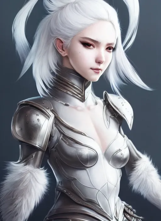 Prompt: fur - lined armor!!! beautiful and elegant white haired female!! gorgeous ayes!! character concept art, sharp focus, octane render! unreal engine 5! highly rendered!! trending on artstation!! detailed linework!! illustration by artgerm, wlop and ayami kojima