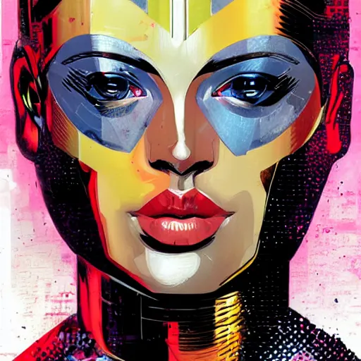 Image similar to portrait of a female android, by DC comics and Sandra Chevrier