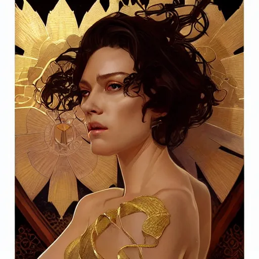 Image similar to Sandman with a gold suit, portrait, intricate, elegant, highly detailed, digital painting, artstation, concept art, smooth, sharp focus, illustration, art by artgerm and greg rutkowski and alphonse mucha