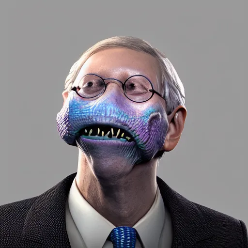 Prompt: mitch mcconnell sticking his head out of a turtle shell, turtle jaw, octane render, unreal 5 engine