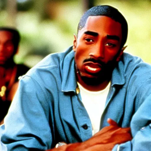 Prompt: a film still from menace to society. starring tupac shakur