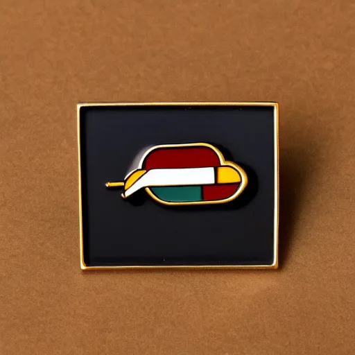 Image similar to minimalistic enamel pin of a kebab, retro design