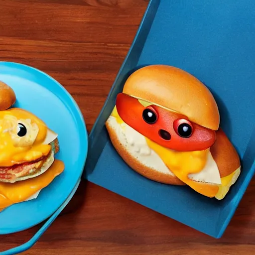 Prompt: Pixar styled Cheeseburger with extra cheese