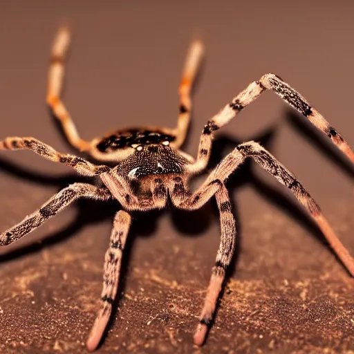 Image similar to a micro photo of recluse spider, amazing lighting, hyper realistic