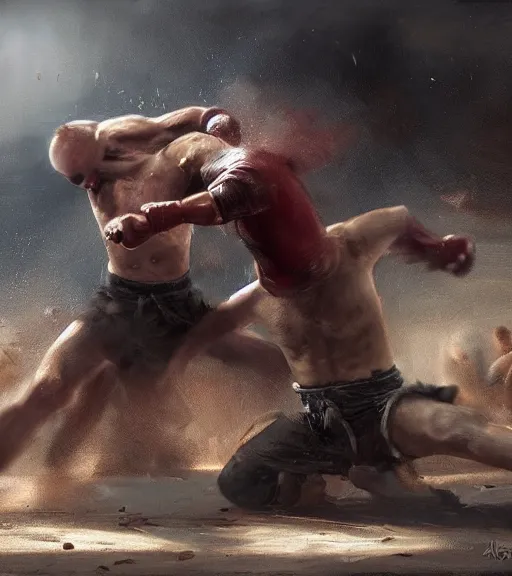 Image similar to high quality high detail painting by alberto mielgo and jaime jones, fight scene, cinematic, hd