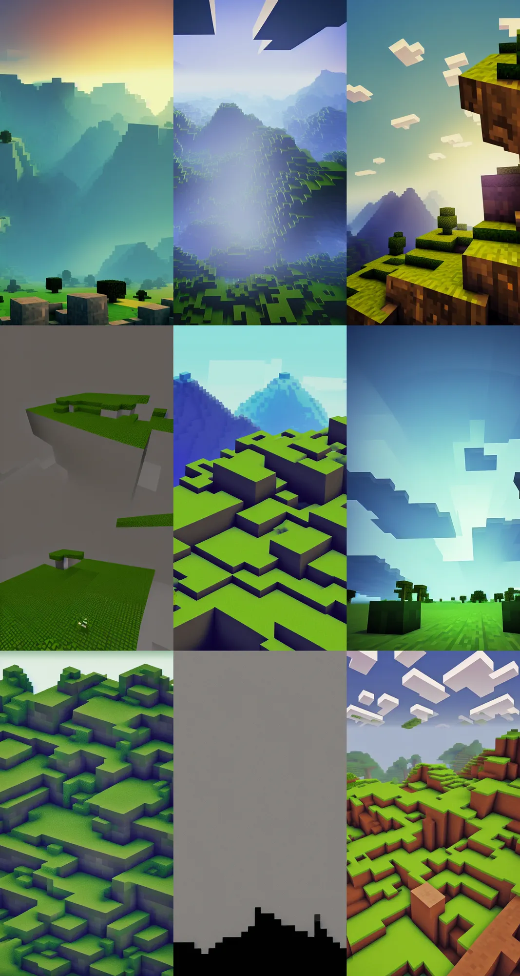 Image similar to minecraft, stylized, horizon, minimalist wallpaper, dark background, desktop background, behance, artstation, deviantart