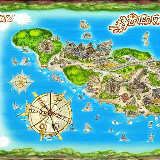 highly detailed map of one piece anime, Stable Diffusion