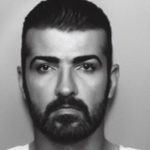 Prompt: george michael mugshot